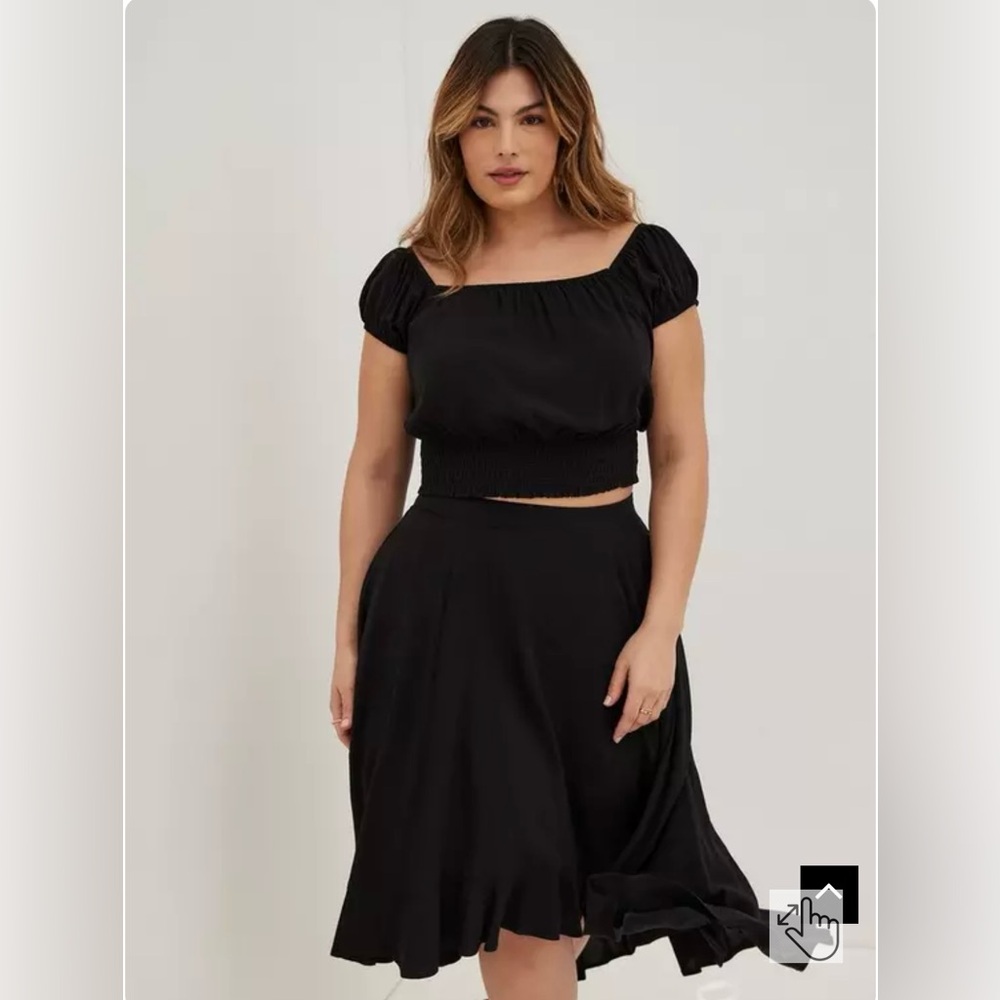 Torrid Black Crop Top with High Low Skirt